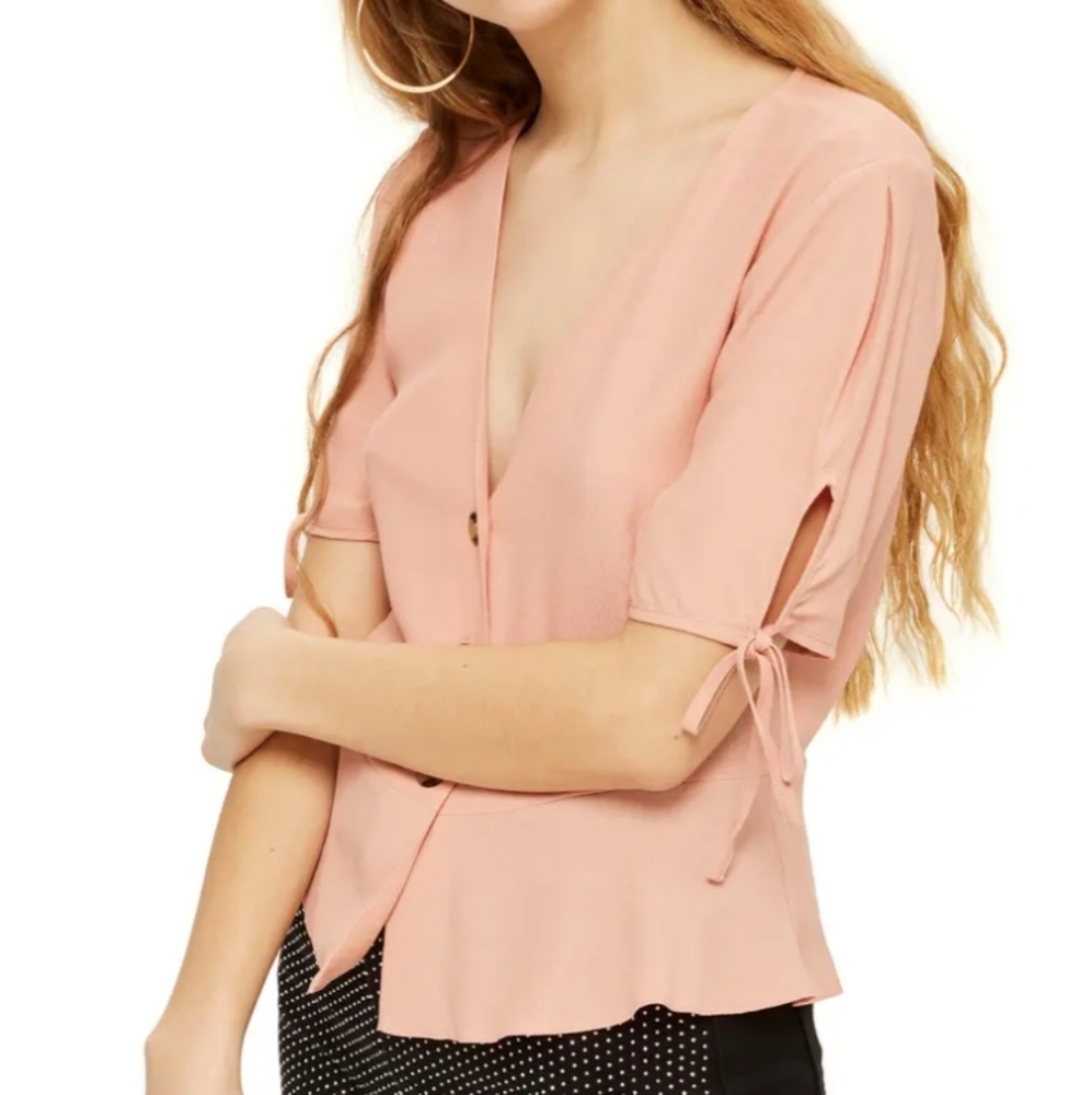 NWOT Topshop Tie Cuff Blouse